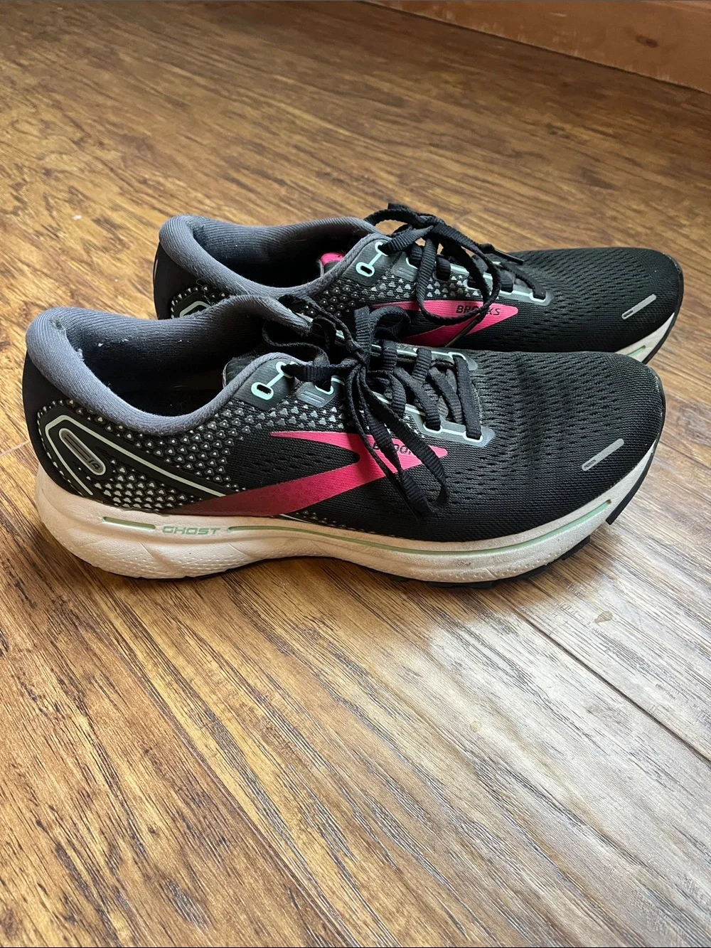 Brooks Women's Black and Pink Ghost Running Sneakers - Picture 1 of 4